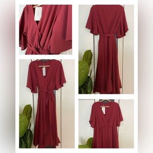 **SOLD** Burgundy/Rust Plus Size BloomChic Dress (New)
